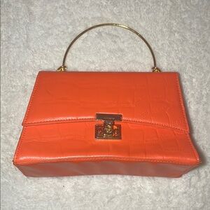 Orange Satchel with Gold Handle